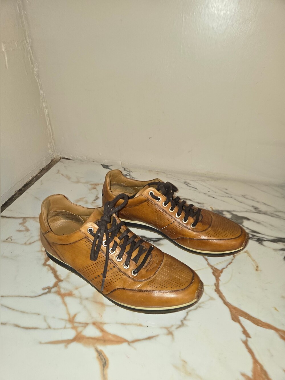 Magnanni  Leather Lace-Up Shoes Light Brown  Size 10 M, retails For $499.00
